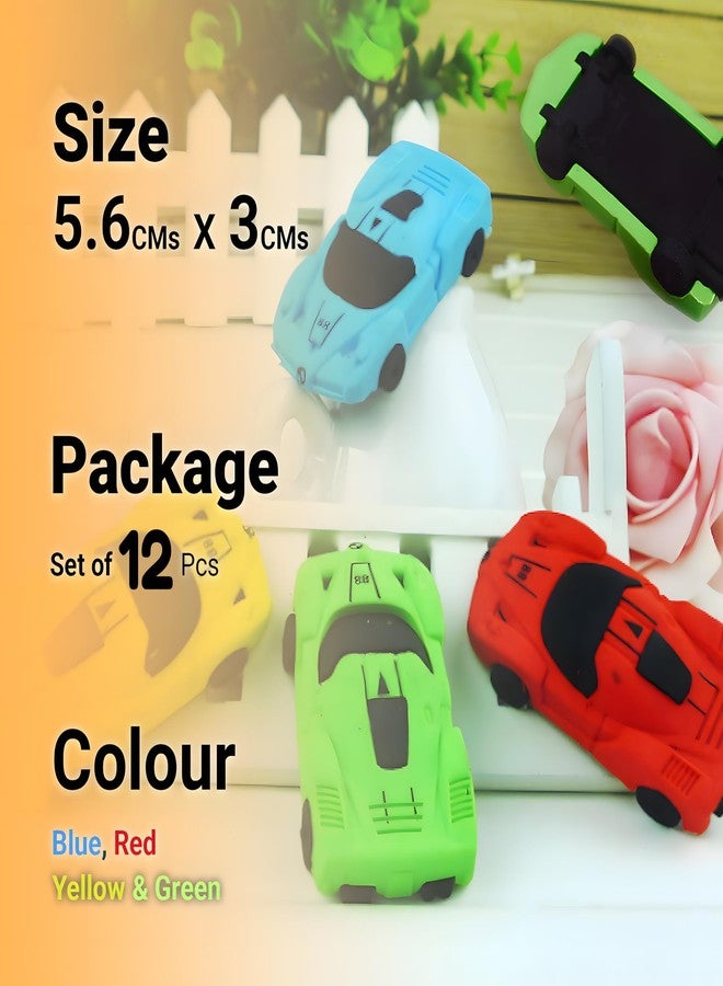 Juzfun Kids Eraser Fancy Multiple Shapes (Pack of 12) Non-Toxic Dust Free Pencil Eraser | School Stationary for Birthday Return Gift - Image 2